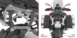 Adapter aus schwarz lackiertem Stahl, für Monokey Seitenkoffer, für BMW R 1300 GS Adventure (25-26)