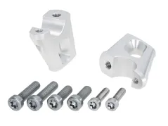 Handlebar riser with offset 25 mm high, 23 mm back, silver for BMW R nineT Pure (2017-2023)