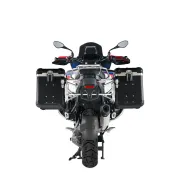 ZEGA Evo aluminum motorcycle pannier system for BMW R1300GS Adventure with stainless steel carrier