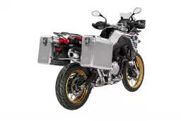 ZEGA Mundo aluminium pannier system for BMW F850GS/ F850GS Adventure/ F750GS ZEGA Mundo aluminium pannier system 31/38 litres with stainless steel rack for BMW F850GS/ F850GS Adventure/ F750GS   Volume 38/45, Pannier rack colour Black, Colour Alu Nat