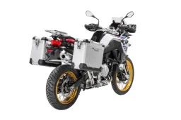 ZEGA Pro aluminium pannier system for F900GS Adventure, F850GS/ Adventure, F800GS(2024-), F750GS       Volume 38/45, Pannier rack colour Black, Colour Alu Natural