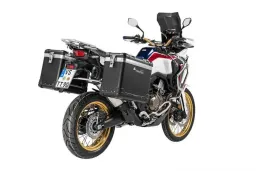 ZEGA Pro aluminium pannier system for Honda CRF1000L Africa Twin  (2018-) /CRF1000L Adventure Sports            Volume 38/45, Pannier rack colour Silver, Colour And-Black